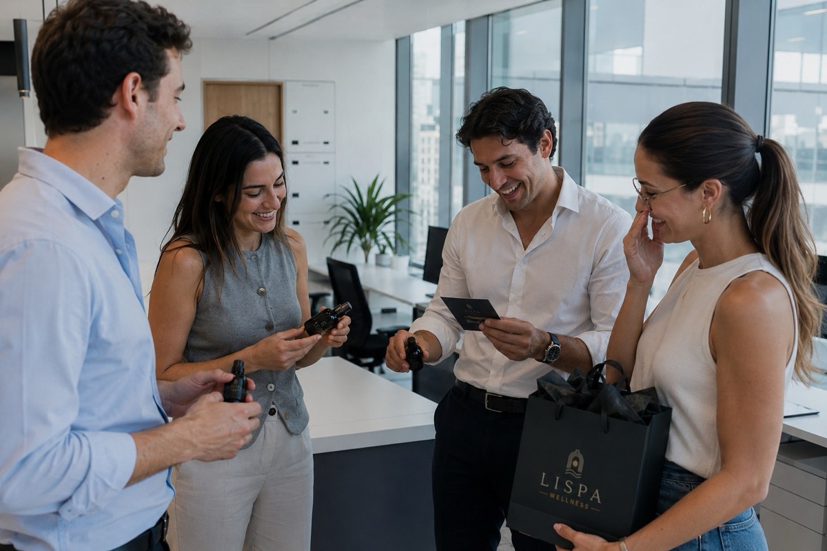 A Lispa workplace wellness team arriving for an on-site session